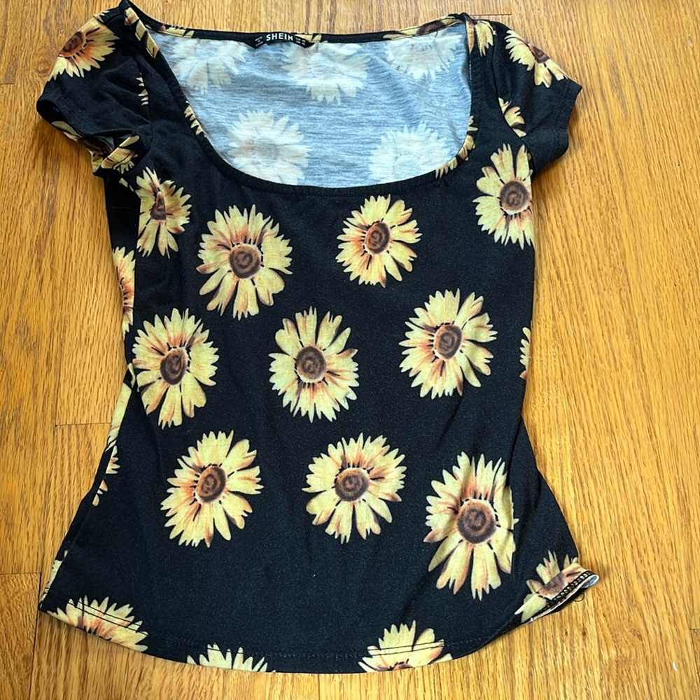 Black floral shirt